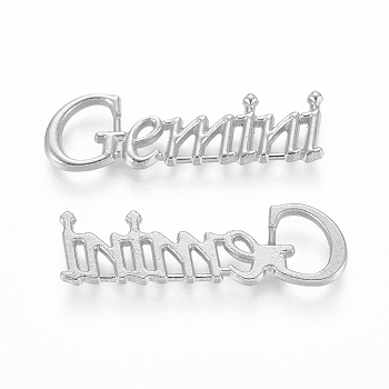 Silver Color Plated Alloy Cabochons, Twelve Constellations, Gemini, 7~10x15~48x1.5~2mm