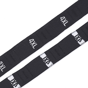 Clothing Size Labels(4XL), Sewing Fabric Band, Garment Accessories, Size Tags, Black, 12.5mm, about 10000pcs/bag