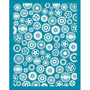 Silk Screen Printing Stencil, for Painting on Wood, DIY Decoration T-Shirt Fabric, Gear Pattern, 100x127mm