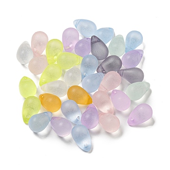 Frosted Acrylic Pendants, Teardrop, Mixed Color, 13x8x8mm, Hole: 1.5mm, about 1003pcs/500g