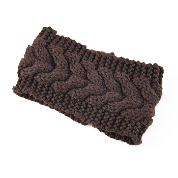 Polyacrylonitrile Fiber Yarn Warmer Headbands, Soft Stretch Thick Cable Knit Head Wrap for Women, Coconut Brown, 210x110mm