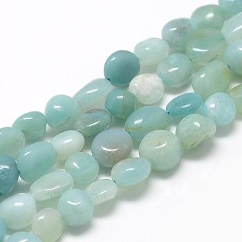 Natural Amazonite Beads Strands, Oval, 8~15x7~12x4~12mm, Hole: 1mm, about 30~45pcs/strand, 15.7 inch
