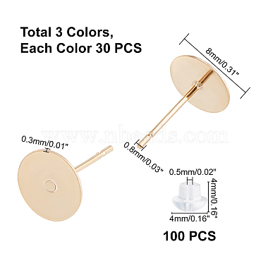 unicraftale 90pcs 3 couleurs 304 résultats de boucles d'oreilles en acier inoxydable(STAS-UN0022-51)-5