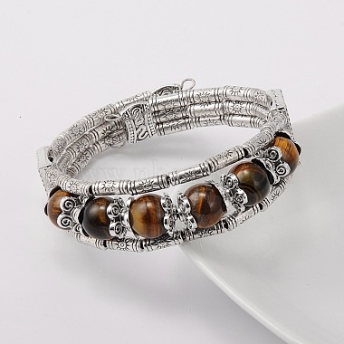 Tibetan Style Antique Silver Alloy Gemstone Bracelets(BJEW-JB01649)-2