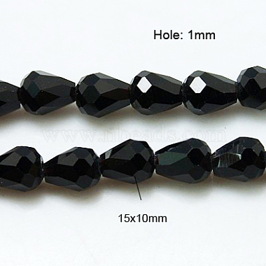 15mm Black Drop Glass Beads