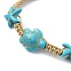 Starfish & Tortoise Synthetic Turquoise Braided Bead Bracelets(BJEW-JB09852)-3