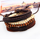 Регулируемый плетеный кожаный шнур деревянные бисерные многожильных браслеты(BJEW-P0001-15)-2