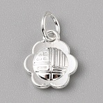 Brass Charms, with Jump Ring, Silver, Flower, 12x11x3mm,Hole:4mm(FIND-WH0159-63S-17)