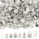 DIY Findings Kits, Including Alloy Cord Ends, Iron Open Jump Rings, Zinc Alloy Lobster Claw Clasps, Antique Silver, 12x7x7mm, Hole: 1mm, Inner Diameter: 6mm(FIND-YW0017-87)