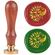 DIY Scrapbooking Wax Seal Stamp with Wooden Handle, for Envelopes Invitations, Gift Card, Peacock, 83x22mm(AJEW-WH0208-1240)