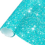 Glitter Resin Hotfix Rhinestone(Adhesive On The Back), Rhinestone Trimming, Costume Accessories, Rectangle, Turquoise, 39.5x23.5x0.3cm(DIY-WH0166-23H)