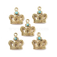 Natural Turquoise Crown Charms, with Vacuum Plating Real 18K Gold Plated 201 Stainless Steel Findings, 14.5x13x4.5mm, Hole: 1.5mm(STAS-C064-VC909)