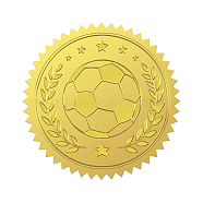 Self Adhesive Gold Foil Embossed Stickers, Medal Decoration Sticker, Football, 5x5cm, 4pcs/sheet(DIY-WH0211-482)