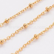 304 Stainless Steel Cable Chains, Soldered, Satellite Chains, with Spool, with Rondelle Beads, Golden, 2mm, about 65.61 Feet(20m)/roll(CHS-K003-01G-0.5MM)