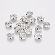 Tibetan Style Alloy Beads, Lead Free & Cadmium Free, Flat Round, Platinum Color, Size: about 10mm in diameter, 4mm thick, hole: 1.5mm(X-TIBEB-R022-P-LF)