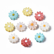 Natural Freshwater Shell Beads, with Enamel, Flower, Mixed Color, 8x4mm, Hole: 0.8mm(SHEL-N003-20B)