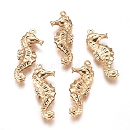 304 Stainless Steel Pendants, Sea Horse, Golden, 26.5x10x4mm, Hole: 1mm(STAS-I138-16G)