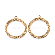 Brass Pendants, Long-Lasting Plated, Ring, Real 18K Gold Plated, 26.5x25.5x3mm, Hole: 1.6mm(KK-Z009-08G)