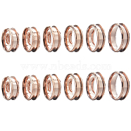 12Pcs 6 Size 304 Stainless Steel Grooved Finger Ring Settings, Ring Core Blank, for Inlay Ring Jewelry Making, Rose Gold, US Size 6 1/2~13(16.9~22.2mm), 2Pcs/size(RJEW-SC0001-04)