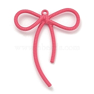 Alloy Pendant, Spray Painted,  Bowknot Charms, Deep Pink, 44x36x5mm, Hole: 1.8mm(FIND-M037-02E)