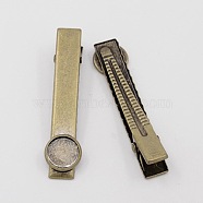 Antique Bronze Brass Alligator Hair Clip Settings, 60x10mm, Tray: 12mm(X-PHAR-E015-AB-NF)