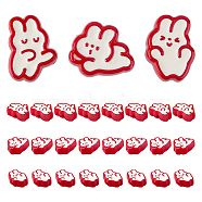 24Pcs 3 Style Opaque Acrylic Beads, with Enamel, Rabbit, Red, 21~26x18~25.5x9mm, Hole: 3.5mm, 8pcs/style(SACR-DC0001-06)