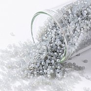 TOHO Round Seed Beads, Japanese Seed Beads, Frosted, (150F) Ceylon Frost Smoke, 15/0, 1.5mm, Hole: 0.7mm, about 3000pcs/bottle, 10g/bottle(SEED-JPTR15-0150F)