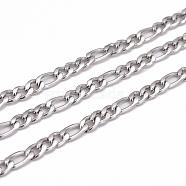 304 Stainless Steel Mother-Son Chains, Unwelded, Stainless Steel Color, 4~6x3mm(CHS-K001-32-3mm)