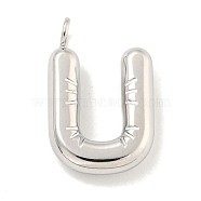 Non-Tarnish 304 Stainless Steel Pendants, Letter Charm, Stainless Steel Color, Letter U, 17x10.5x3mm, Hole: 2mm(STAS-C102-15P-U)