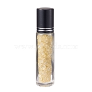 Glass Roller Ball Bottles, Essential Oil Refillable Bottle, with Citrine Chip Beads, for Personal Care, 85x20mm, Beads: 3x11~3x7mm, Capacity: 10ml(AJEW-P073-A03)