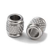 303 Stainless Steel European Beads, Large Hole Beads, Column, Stainless Steel Color, 7x8mm, Hole: 4.2mm(STAS-Q302-20A-P)