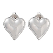 Non-Tarnish 304 Stainless Steel Stud Earrings, Heart, Stainless Steel Color, 13.5x13mm(EJEW-P258-07P)