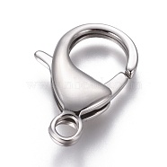 304 Stainless Steel Lobster Claw Clasps, Parrot Trigger Clasps, Manual Polishing, Stainless Steel Color, 27x17.8x5.2mm, Hole: 4mm(STAS-AB27)