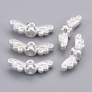 Tibetan Style Alloy Fairy Wing Beads, Cadmium Free & Nickel Free & Lead Free, Silver Color Plated, 4x14x4mm, Hole: 1.5mm(X-TIBEB-6007-S-FF)