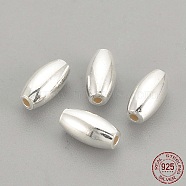 925 Sterling Silver Beads, Rice, Silver, 6x3mm, Hole: 0.5mm(STER-S002-08)