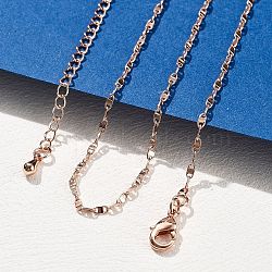 Brass Link Chain Necklaces for Women, With 304 Stainless Steel Lobster Clasp, Rack Plating, Lead Free & Cadmium Free, Long-Lasting Plated, Rose Gold, 17.68 inch(44.9cm)(NJEW-D302-46RG)