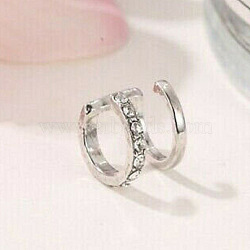Alloy Cuff Earrings, with Rhinestone, Platinum, 10mm(WGD4BC9-01)