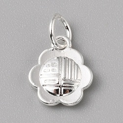 Brass Charms, with Jump Ring, Silver, Flower, 12x11x3mm,Hole:4mm(FIND-WH0159-63S-17)