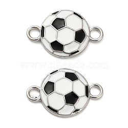 Alloy Enamel Connector Charms, Sports Links, Cadmium Free & Lead Free, Platinum, White, Football, 14.5x21.5x3mm, Hole: 2.2mm(ENAM-L048-01P-05)