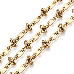 10M Ion Plating(IP) 304 Stainless Steel Oval Link Chains, Plasma Polished, Unwelded, with Spool, Real 18K Gold Plated, 10.5x5.5x1.5mm, Links: 7x5x1mm, Ring: 7x7x1.5mm, about 32.81 Feet(10m)/Roll(CHS-T006-02G)