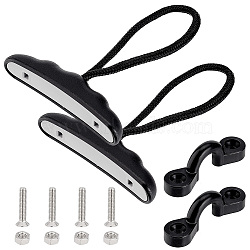 Kayak Handles Carry Kit, Plastic T-Handle with Cord, with Iron Screws and Nuts, Black, 139mm(FIND-WH0110-591)