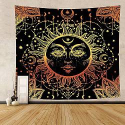 The Sun Altar Wiccan Witchcraft Polyester Decoration Backdrops, Universe Planet Theme Photography Background Banner Decoration for Party Home Decoration, Orange Red, 1500x2000mm(WICR-PW0001-31A-03)
