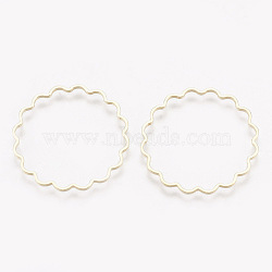 Brass Linking Rings, Real 18K Gold Plated, Ring, 24.5x24.5x1mm(KK-S348-092)