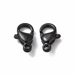 Spray Painted 304 Stainless Steel Lobster Claw Clasps, Black, 10.5x6.5x3.5mm, Hole: 1.2mm(STAS-R120-01B-02)