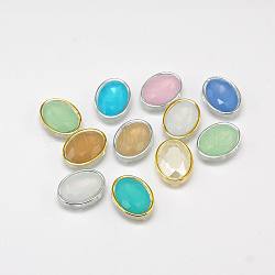 Sew on Taiwan Acrylic, Garment Accessories, Faceted, Oval, Mixed Color, 12x10x5.5mm, Hole: 0.5mm(SA22-8x10-A)