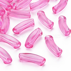 Transparent Acrylic Beads, Curved Tube, Camellia, 36x13.5x11.5mm, Hole: 4mm, about 148pcs/500g(MACR-S372-001C-011)