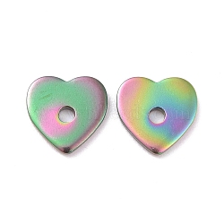 Rainbow Color Ion Plating(IP) 304 Stainless Steel Beads, Heart, 8x8x1mm, Hole: 1.5mm(STAS-D185-03M)