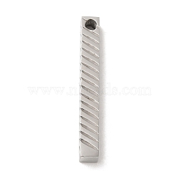 304 Stainless Steel Pendants, Rectangle, Stainless Steel Color, 40x5x5mm, Hole: 3mm(STAS-D039-02A-P)