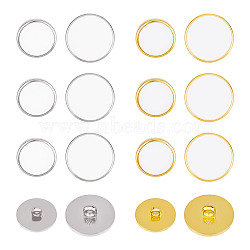 Olycraft 80Pcs 4 Style Plastic Shank Buttons, with Enamel, Clothing Accessories, Flat Round, Platinum & Golden, 15~21.5x7.5~8mm, Hole: 3mm, 20pcs/style(BUTT-OC0001-52)