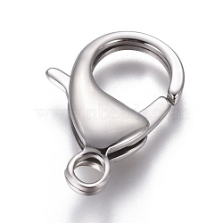 Tarnish Resistant 304 Stainless Steel Lobster Claw Clasps, Parrot Trigger Clasps, Manual Polishing, Stainless Steel Color, 27x17.8x5.2mm, Hole: 4mm(STAS-AB27)